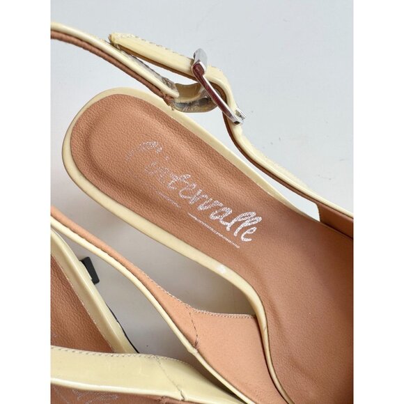 L'INTERVALLE Kowloon Light Yellow Patent Square Toe Slingback Heels, Size 36 - Picture 3 of 15